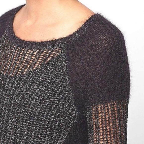 Eileen Fisher Charcoal and Black Open Knit Sweater Size M - Picture 11 of 12